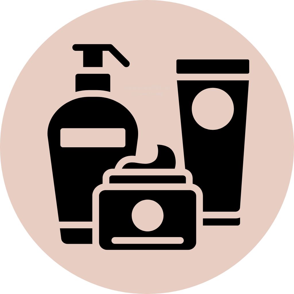 Representation of topical skincare treatments including cream, ointment, and soap dispensers for treating ocular rosacea, emphasizing the role of skin care in rosacea treatment routines.