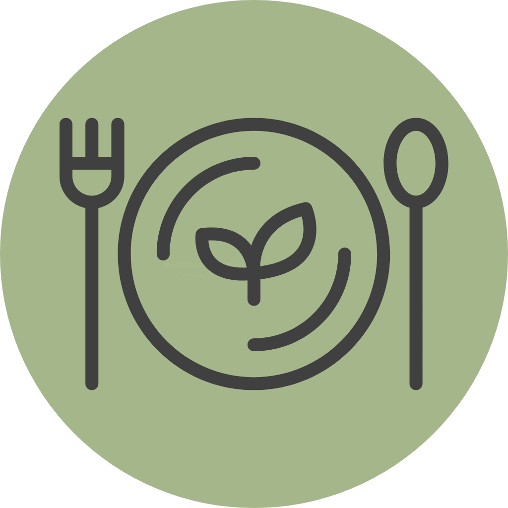 Icon of a well-balanced meal plate, symbolizing optimal dietary habits to manage gluten and rosacea.